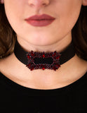 Crystal & Leather Choker Necklace, Burgundy