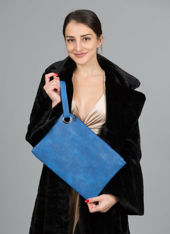 Gold & Scarf Accented Handbag Tote, Dark Blue