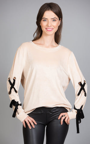 Raw-Edge French Terry Top, Dark Berry