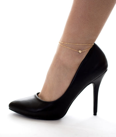 Puffed Heart Gold Anklet
