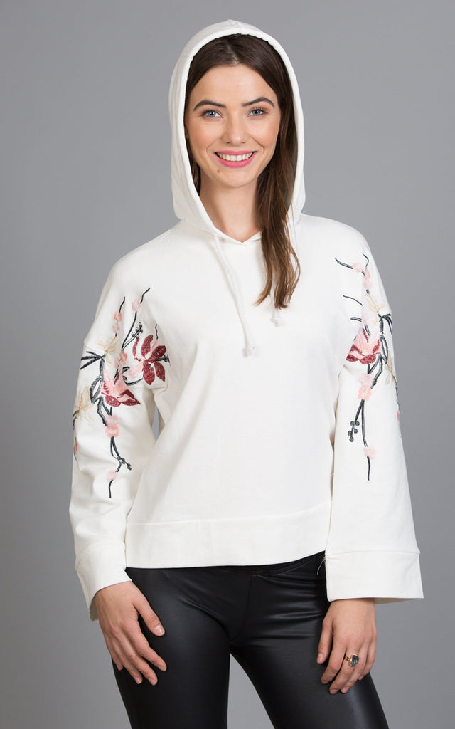 French Terry Hoody With Embroidery