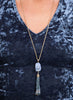 Natural Stone & Tassel Necklace, Blue