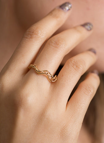 Long Gold Diamond Bar Ring
