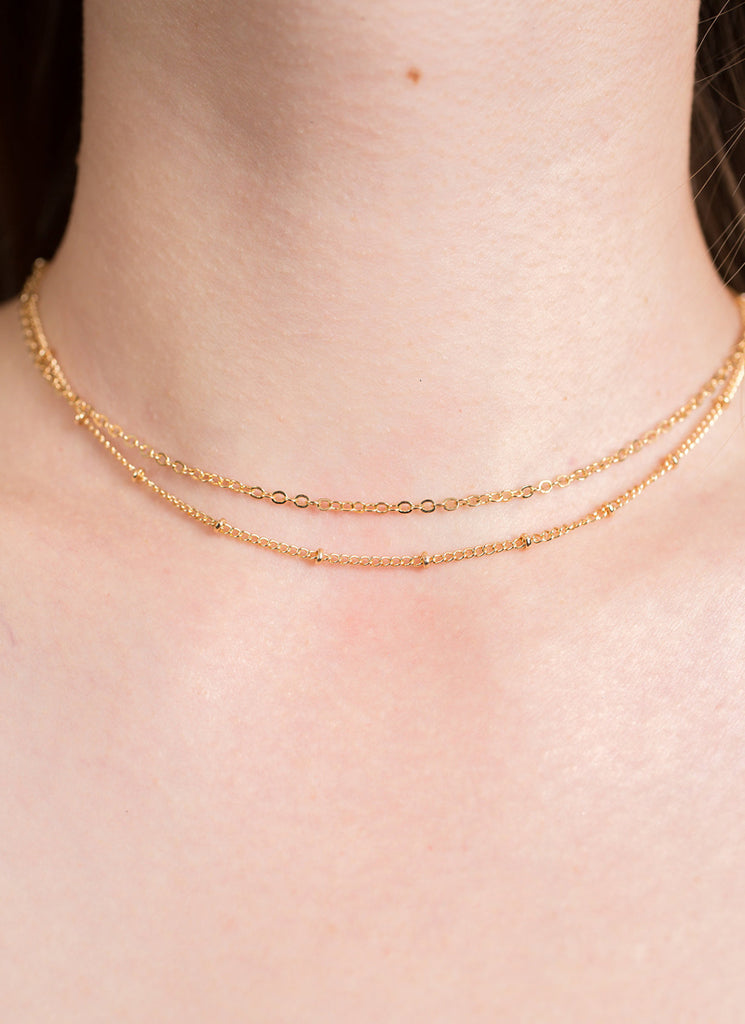 Gold Chain Layered Choker Necklace Set
