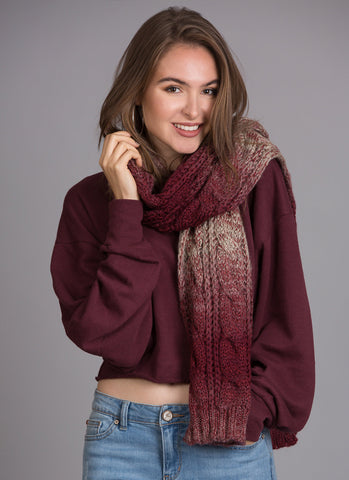 Triangle Scarf Pashmina With Fringe, Pink/Brown