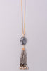 Natural Stone & Tassel Necklace, Gunmetal