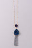 Double Stone Fringe Necklace, Blue
