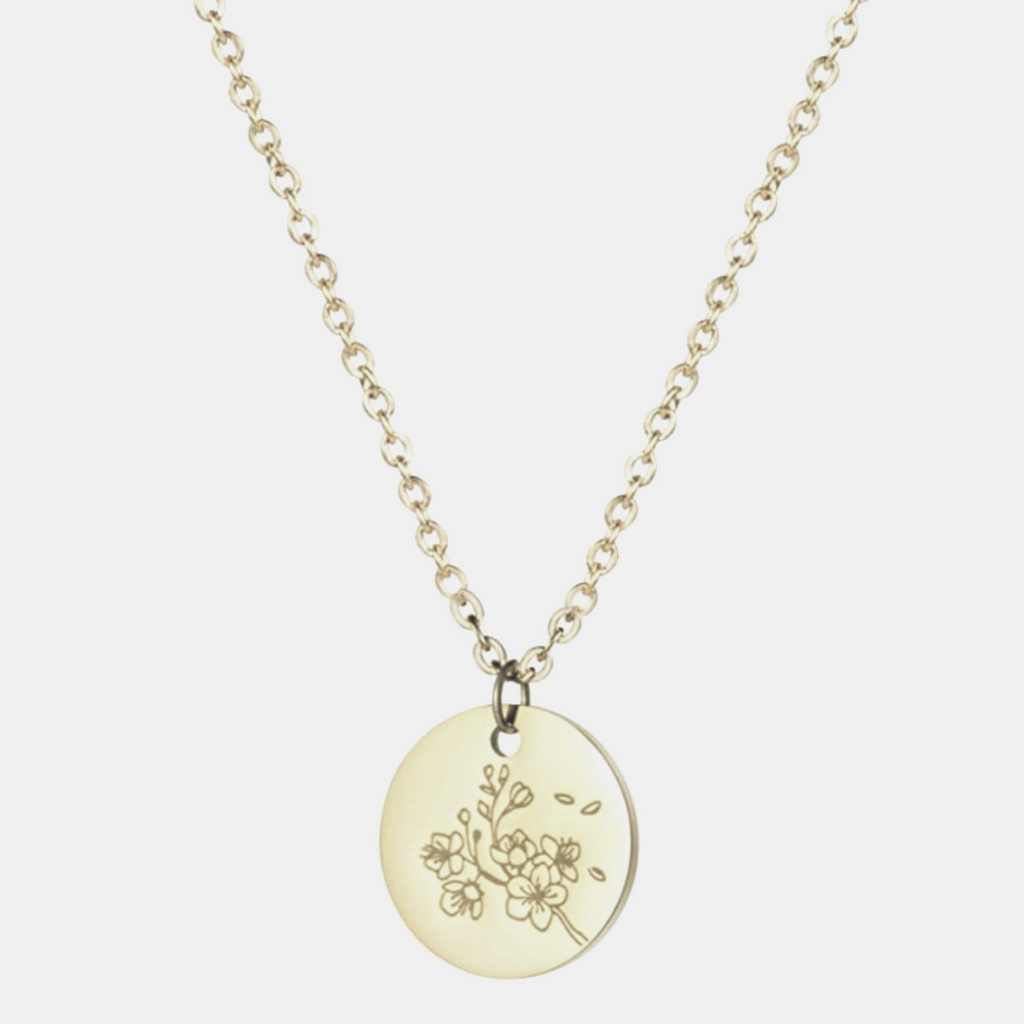 Delicate Flower Disc Necklace, Cherry