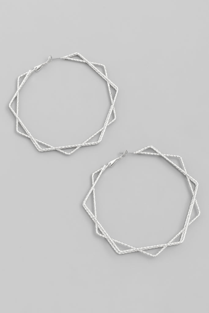 Layered Pentagon Hoop Earrings