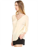 Front Zipper Back Lace Top, Oatmeal