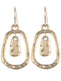 Irregular Shape Hammered Charm Earrings, Gold