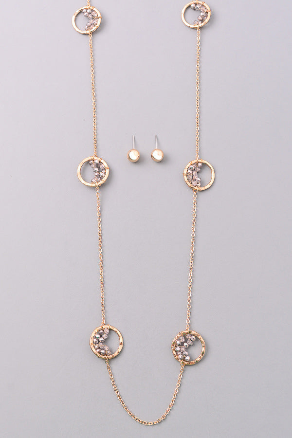 Crystal Beaded Rings Necklace Set