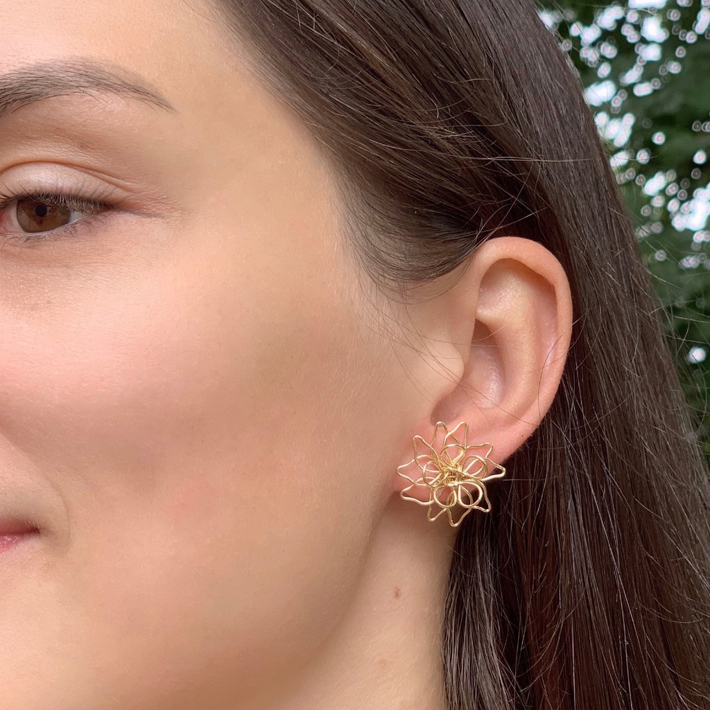Stunning Chic Wire Earrings, Gold