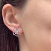 Wire Sculpted Flower Earrings, Silver Heart