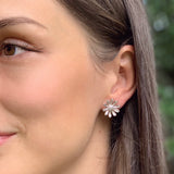 Vibrant Flower Earrings, Silver Aster