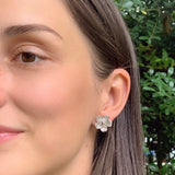 Vibrant Flower Earrings, Silver Primrose