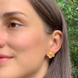 Vibrant Flower Earrings, Gold Primrose
