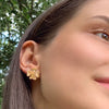 Vibrant Flower Earrings, Gold Wildflower