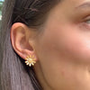 Vibrant Flower Earrings, Gold Aster