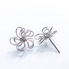 Wire Sculpted Flower Earrings, Silver Swirl