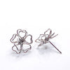 Wire Sculpted Flower Earrings, Silver Heart