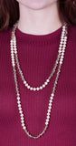 Iridescent Bead Wraparound Necklace, Cream