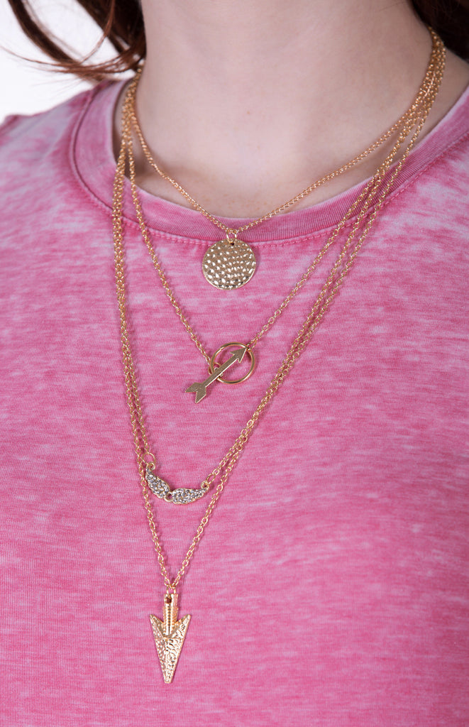 Layered Gold Arrowhead Necklace
