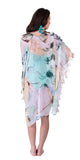 Sheer Poncho Scarf, Butterfly Print