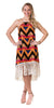 Tribal Print Open Shoulder Dress, Orange