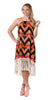 Tribal Print Open Shoulder Dress, Orange