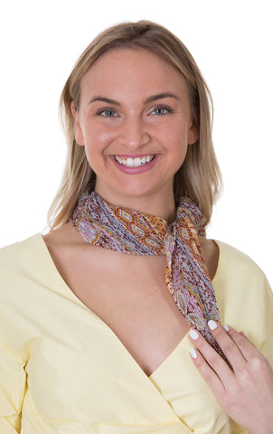 Luxe Gold-foil Scarf With Fringe, Brown