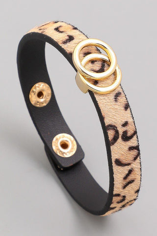 Belt Design Bangle Bracelet, White