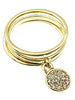 Pave Crystal Charm Ring, Gold