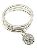 Pave Crystal Charm Ring, Silver