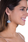 Double Circle & Tassel Earrings, Blue