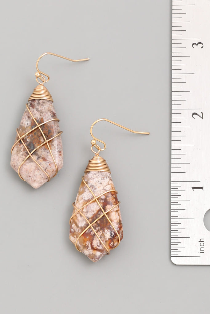Semi Precious Stone Drop Earrings