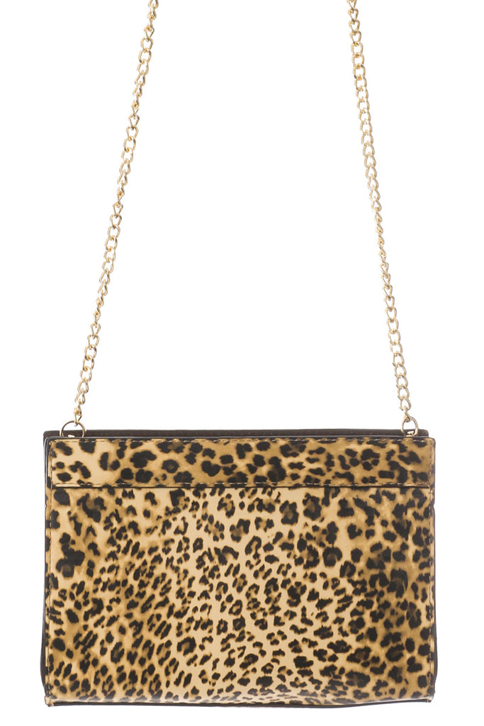 Faux Leopard Print Rectangle Bag