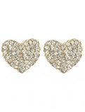Pave Crystal Stone Heart Earrings