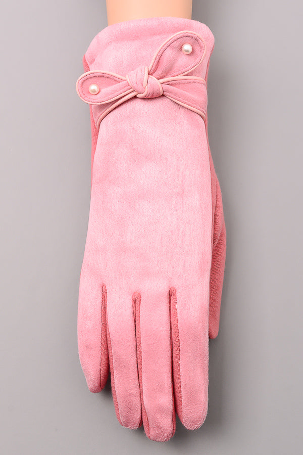 Ribbon Velvet Trim Gloves