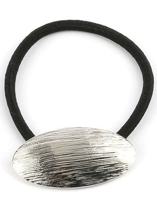 Square Convex Metal Hair Tie, Silver