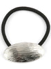 Oval Convex Metal Hair Tie, Silver