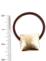 Square Convex Metal Hair Tie, Gold