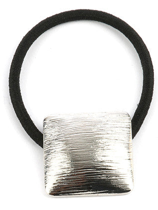 Oval Convex Metal Hair Tie, Silver