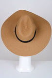 Straw Hat With Wide Band, Taupe