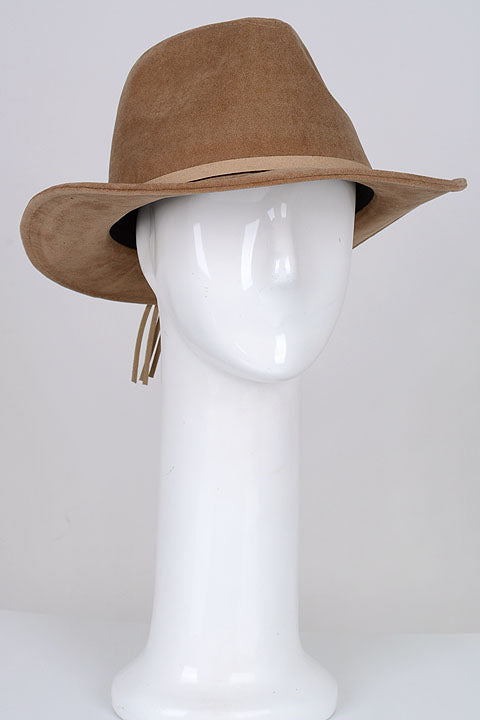 Tan Suede Hat With Tassel