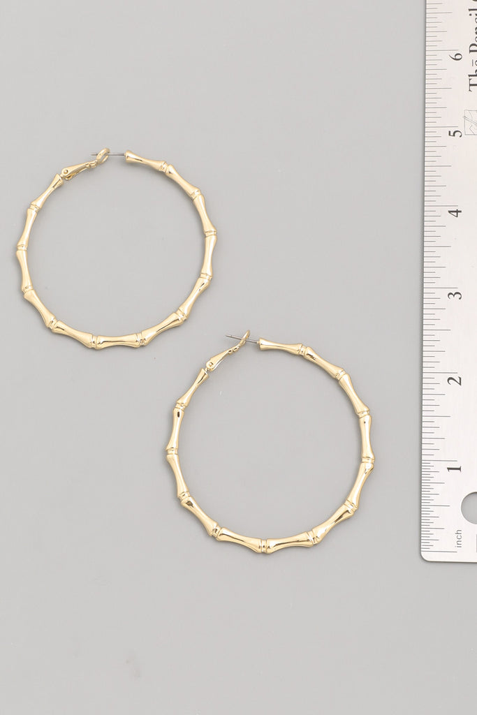 Gold Bamboo Hoop Earrings