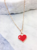 Delicate Gold Heart Necklace, Red