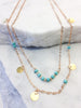 Layered Turquoise Beads Gold Charm Necklace