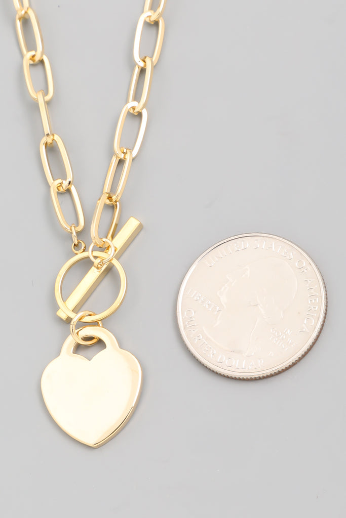 Toggle Chain Heart Necklace, Gold