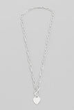 Toggle Chain Heart Necklace, Silver